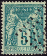 FRANCE - Losange Muet De 64/81 Pts (Pothion 3200/3201) (obl. Jour De L'An) Sur Yv.75 5c Vert Sage T.II - TB - 1876-1898 Sage (Type II)