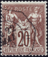 FRANCE - 1876 Yv.67 20c Brun-lilas Sage T.I Obl. TàD LEVÉE EXCEPTIONNELLE  "LYON / LES TERREAUX" - TB - 1876-1878 Sage (Typ I)