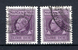 ITALIE Revenue Stamps Fiscal - Marca Da Bollo (1935-1940) Revenu 2 Stuks - Fiscale Zegels