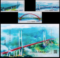CHINA 2023-11 The Modern Bridge S/S +3v Stamps - Ponti