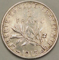 France - Franc 1915, KM# 844.1, Silver (#4059) - 1 Franc