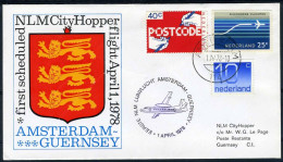 NEDERLAND 1e VLUCHT NLM City Hopper AMSTERDAM - GUERNSEY  - Poste Aérienne