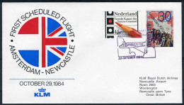 NEDERLAND 1e VLUCHT AMSTERDAM - NEWCASTLE 29/10/1984 - Poste Aérienne