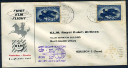 NEDERLAND 1e VLUCHT AMSTERDAM - HOUSTON 03/09/1957 - Luchtpost