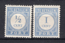 NEDERLAND P44/45 MH 1912-1920 - Cijfer En Waarde In Blauw -1 - Strafportzegels