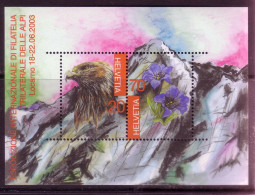 SCHWEIZ BLOCK 33 POSTFRISCH(MINT) TRILATERALE BRIEFMARKENAUSSTELLUNG TICINO '03 LOCARNO STEINADLERENZIAN - Blocs & Feuillets