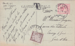 Carte D'egypte Pour La France Taxée,,,timbre Et Tampon T - 1859-1959 Covers & Documents