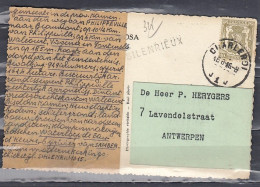 Postkaart Van Charleroi J1J Naar Antwerpen Met Langstempel Silenrieux - Griffes Linéaires