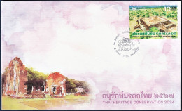 Thailand Stamp 2024 Thai Heritage Conservation - Khao Klang Nok, The Ancient Town Of Si Thep FDC - Thailand