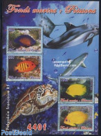French Polynesia 2005 Fish 4v M/s, Mint NH, Nature - Fish - Turtles - Sharks - Nuevos