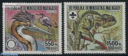 Madagascar 1988 Rotary, Scouting 2v, Mint NH, Nature - Sport - Various - Birds - Reptiles - Scouting - Rotary - Rotary, Lions Club