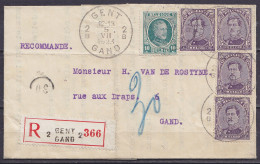 L. Recommandée Affr. 4xN°139 + 194 Càd "GENT 2B /5 VII 1923/ GAND 2B" Pour E/V - 1915-1920 Albert I.