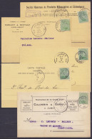 Lot De 5 CP Affr. N°137 Càd MORIALME, LODELINSART, HAINE-ST-PIERRE & HARMIGNIES 1919 Pour JUMET (x4) Et HOUDENG-AIMERIES - 1915-1920 Albert I.