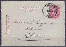 EP Carte-lettre 10c Rose (N°46) Càd THUIN /10 MARS 1892 De Biercée Pour THUIN - Postbladen