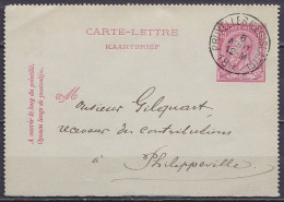 EP Carte-lettre 10c Rose (N°46) Càd BRUXELLES (LEGISLATIF) /6 AOUT 1890 Pour PHILIPPEVILLE (au Dos: Càd PHILIPPEVILLE) - Postbladen