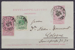 EP Enveloppe-lettre 10c Rose (N°46) + N°45+57 Càd BRUXELLES 5 /20 MARS 1894 Pour COLOGNE (au Dos: Càpt Arrivée CÖLN) - Enveloppes-lettres