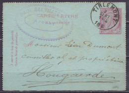 EP Carte-lettre 10c Rose (N°46) Càd TIRLEMONT /3 SEPT 1886 Pour HOUGAERDE (au Dos: Càd HOUGAERDE) - Carte-Lettere