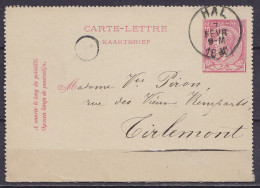 EP Carte-lettre 10c Rose (N°46) Càd HAL /7 FEVR 1890 Pour TIRLEMONT (au Dos: Càd TIRLEMONT) - Carte-Lettere