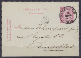 EP Carte-lettre 10c Rose (N°46) Càd NIVELLES /9 AVRIL 1894 Pour BRUXELLES (au Dos: Càd BRUXELLES 1) - Postbladen