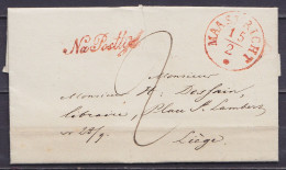 L. Datée 15 Février 1849 De MAESTRICHT Càd MAASTRICHT /15/2 Pour LIEGE - Griffe "Na Posttijd" - Port "2" (au Dos: Càd Ar - 1830-1849 (Independent Belgium)