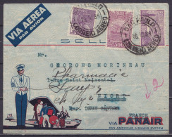 Brésil - L. Illustrée PANAIR Par Avion Affr. 4$200 (1 Tp Abimé) Càd SAO PAULO /10.III.1934 Pour NIORT Réexpédiée à Une P - Lettres & Documents