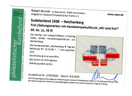 Sudetenland Reichenberg: MiNr. 11/78, Gestempelt 1938, Kurzbefund - Région Des Sudètes