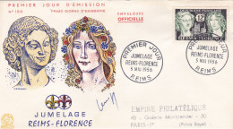 LEMAGNY AUTOGRAPHE Sur Enveloppe Premier Jour De REIMS-FLORENCE Du 5 Mai 1956 (photo Non Contractuelle) - 1950-1959