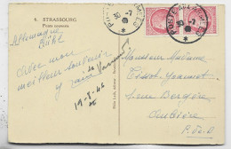 MAZELIN 1FR PAIRE CARTE STRASBOURG POSTE AUX ARMEES 30.7.1946 POSTEE A BUHL BUREAU FRANCAIS EN ALLEMAGNE - 1945-47 Ceres (Mazelin)