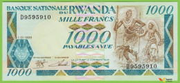 Voyo RWANDA 1000 Francs 1988 P21a B120a D UNC - Ruanda