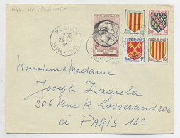 FRANCE BLASON 50C+70C+80C+1FR +12FR NERVAL LETTRE PLAISIR 24.12.1955 AU TARIF - 1941-66 Stemmi E Stendardi