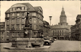 RPPC Photo Postcard DDR 1959 Döbeln Saxony, Red Square, Schlegelbrunnen, Posted - Döbeln