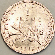 France - Franc 1917, KM# 844.1, Silver (#4061) - 1 Franc