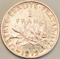 France - Franc 1919, KM# 844.1, Silver (#4063) - 1 Franc