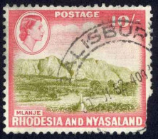 Rhodesia & Nyasaland Sc# 170 CULL 1959-1963 10sh Mlanje Mountain - Rhodésie & Nyasaland (1954-1963)