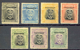 Rhodesia Sc# 122-128 (SPECIMEN) MH 1913-1923 2p-8p King George V - Noord-Rhodesië (...-1963)