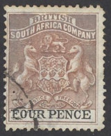 Rhodesia Sc# 5 Used (a) 1891 4p Coat Of Arms - Rhodésie Du Nord (...-1963)
