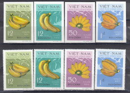 Vietnam Nord 1970 - Fruits: Bananas, Mi-Nr. 634/37, Perf.+imperf., MNH** - Vietnam