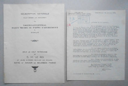 2 Documents 1932 Souscription Monument Au Baron Michel Du Faing D'Aigremont à Namur & Courrier Au Bourgmestre De Jumet - Non Classés