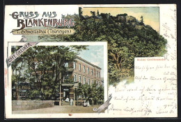 AK Blankenburg Im Schwarzathal, Die Ruine Greifenstein Und Das Café Greiner  - Bad Blankenburg