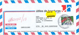 Honduras Registered Air Mail Cover Sent To Sweden Single Franked - Honduras