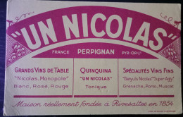 Buvard Vin Un NICOLAS Banyuls Perpignan P.O - V