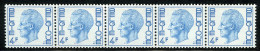 België R46 - K. Boudewijn - Elström - 4F - Strook Van 5 Met Nummer - Bande De 5 Avec Numéro - Coil Stamps