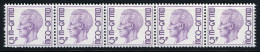 België R50 - K. Boudewijn - Elström - 5F - Strook Van 5 Met Nummer - Bande De 5 Avec Numéro - Coil Stamps