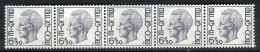 België R54 - K. Boudewijn - Elström - 6,50 - Strook Van 5 Met Nummer - Bande De 5 Avec Numéro - Coil Stamps