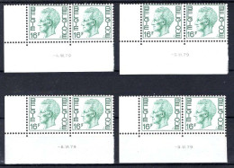 België 1875 - Koning Boudewijn - Type Elström - 16F - 4 Verschillende Drukdatums 1979 - Dated Corners