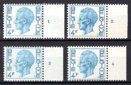 België 1643 - Koning Boudewijn - Type Elström - 4F - Plnrs 1/4 - 1971-1980