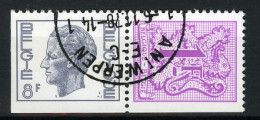 België 1897d - Heraldieke Leeuw + Boudewijn - Uit Postzegelboekje - Du Carnet - Gestempeld - Oblitéré -used - Used Stamps