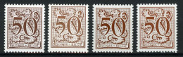 België 1958 + 1958a + 1958P7 + 1958P7a - Cijfer Op Heraldieke Leeuw En Wimpel - 1977-1985 Figuras De Leones