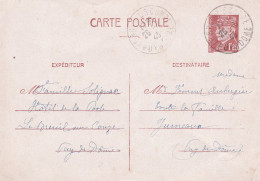 Entier CP  Pétain 1f20 -LE BREUIL SUR COUZE-63 Pour JUMEAUX-63 ...cachet  26-5-43 - Cartes Postales Types Et TSC (avant 1995)