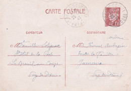 Entier CP  Pétain 1f20 -LE BREUIL SUR COUZE-63 Pour JUMEAUX-63 ...cachet  26-5-43 - Standaardpostkaarten En TSC (Voor 1995)